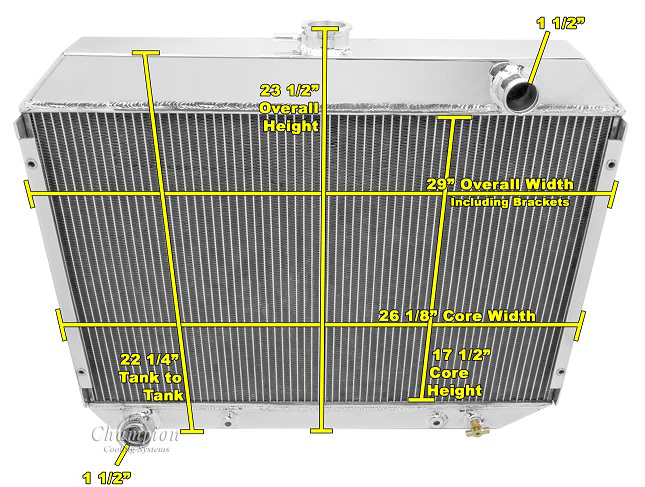 1966-1974 Dodge Dart 3-Row Hemi Swap Radiator, Shroud, Dual Fan Combo