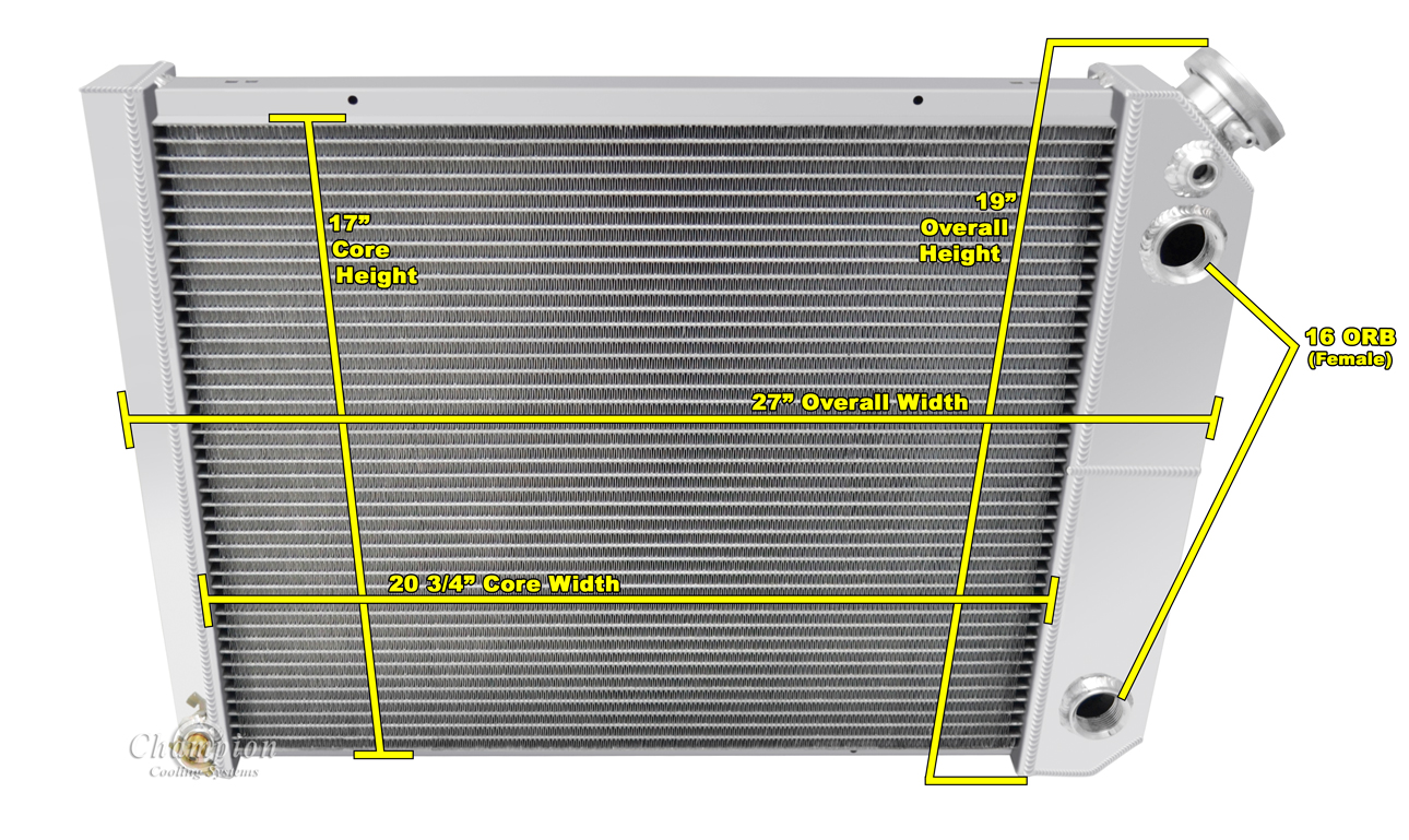 1965-1969 Buick Skylark LS Swap 3-Row Radiator, Shroud, Fan Combo