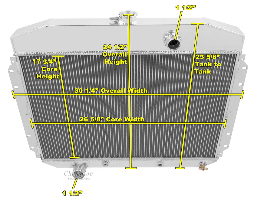 1961-1964 Ford Truck, F100 Coyote Swap 3-Row Radiator, Shroud, Dual Fan ...