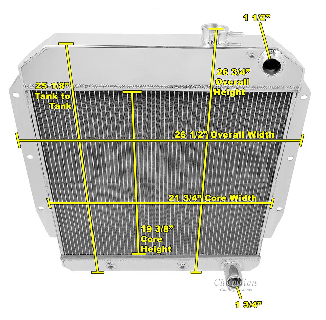 1955-1959 GMC Truck LS Swap 3-Row Radiator, Shroud, Fan Combo