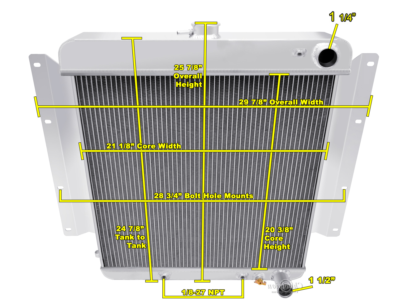 1961-1969 Dodge D100 Truck LS Swap 3-Row Radiator